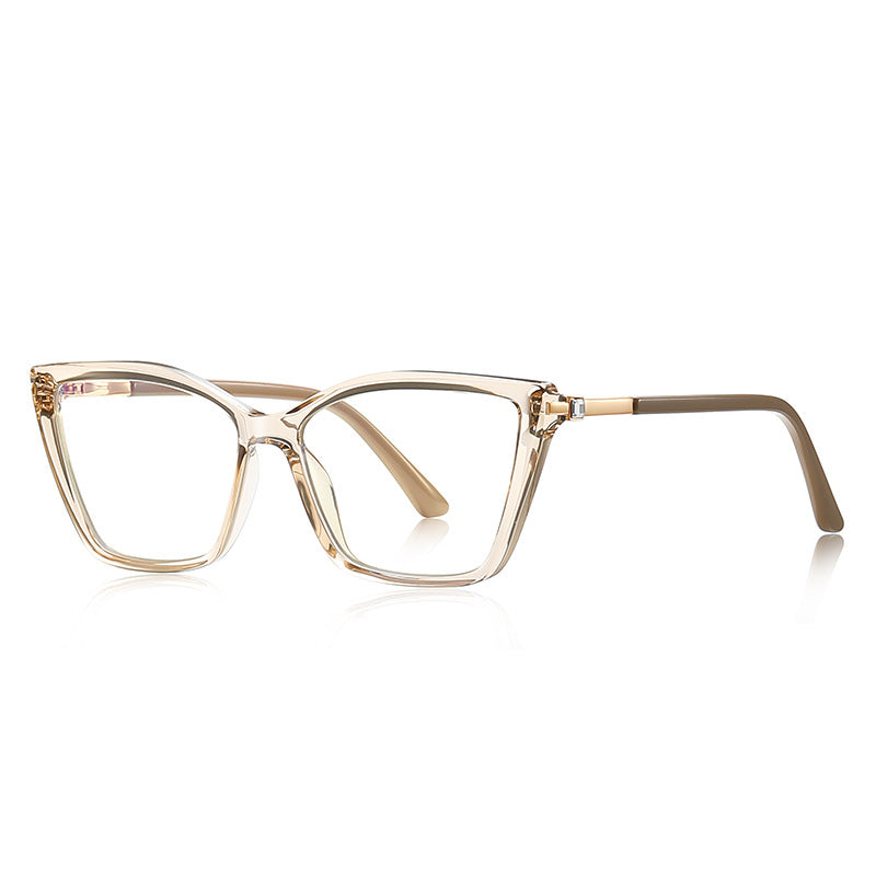 Gold Band Cat Eye Blue Light Blocking Glasses in Champagne Nude