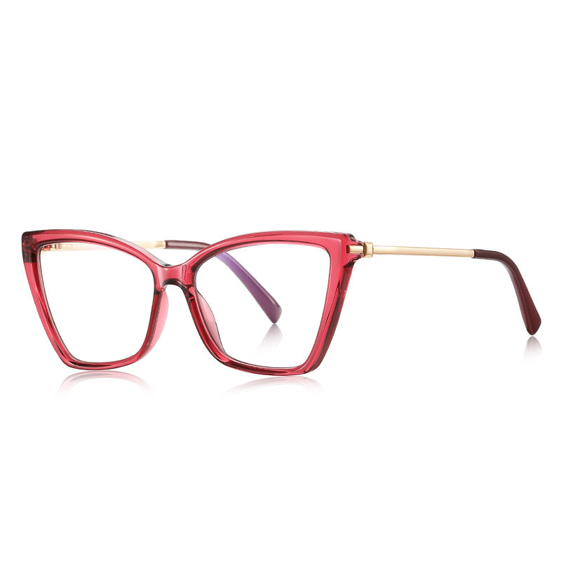 Gold Browbar Butterfly Blue Light Blocking Glasses in Crimson Berry Red