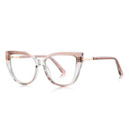 Greek Key Cat Eye Blue Light Blocking Glasses in Translucent Blush Pink