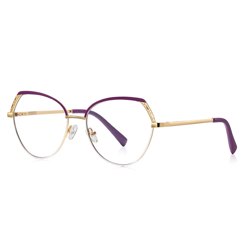 Lace Wing Butterfly Blue Light Blocking Glasses in Gold with Berry Magenta Brow