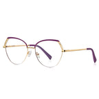 Lace Wing Butterfly Blue Light Blocking Glasses in Gold with Berry Magenta Brow