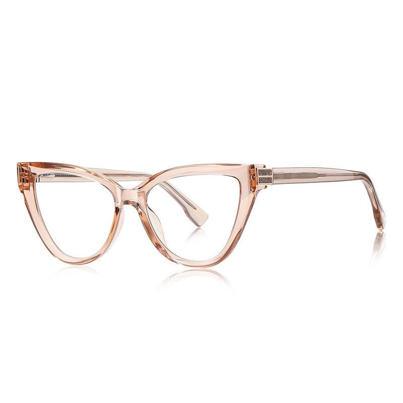 Pavé Bar Cat Eye Blue Light Blocking Glasses in Champagne Peach
