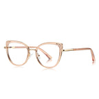 Textured Wingtip Cat Eye Blue Light Blocking Glasses in Rose Gold & Blush Pink
