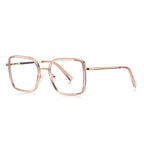 Colorblock Metal Square Blue Light Blocking Glasses in Gold, Blush Pink & Rose