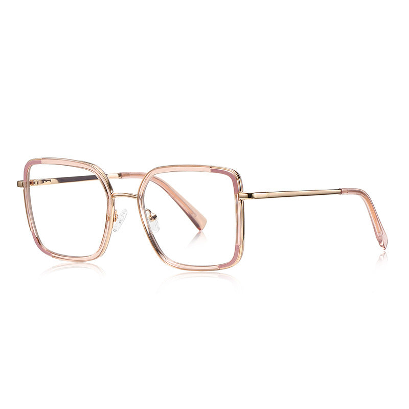 Colorblock Metal Square Blue Light Blocking Glasses in Gold, Blush Pink & Rose