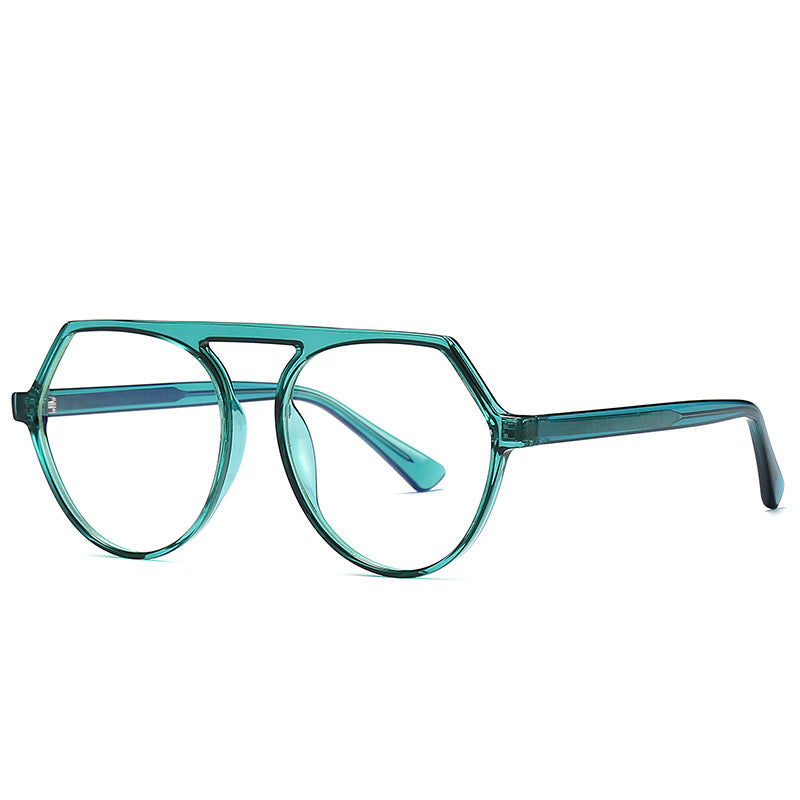 Flat Top Aviator Blue Light Blocking Glasses in Translucent Emerald Green
