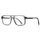 Chunky Flat Top Navigator Blue Light Blocking Glasses in Translucent Smoke Grey