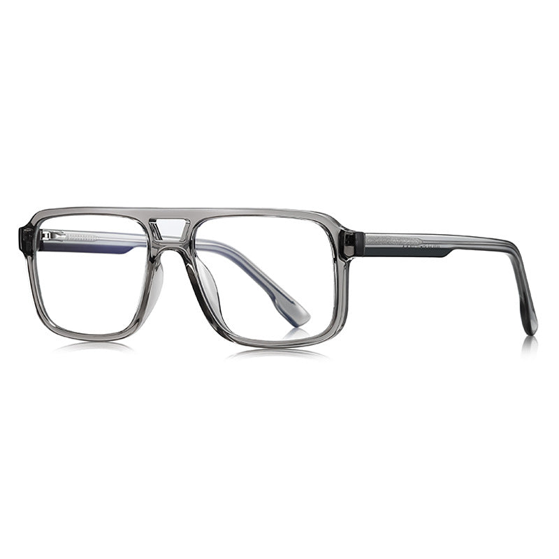 Chunky Flat Top Navigator Blue Light Blocking Glasses in Translucent Smoke Grey