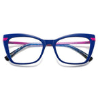 Dual Bar Cat Eye Blue Light Blocking Glasses in Royal Blue & Neon Pink