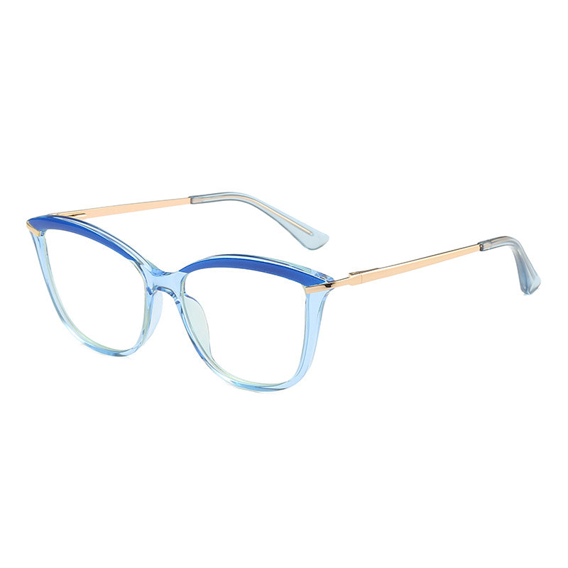 Browline Cat Eye Blue Light Blocking Glasses in Sky Blue with Cobalt Brow