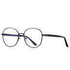 Ladder Temple Metal Round Blue Light Blocking Glasses in Matte Black