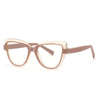 Crystal Halo Cat Eye Blue Light Blocking Glasses in Caramel Nude & Crystal