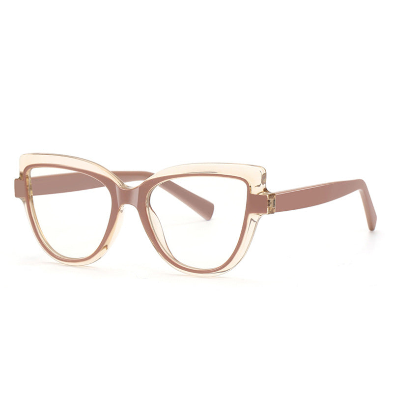 Crystal Halo Cat Eye Blue Light Blocking Glasses in Caramel Nude & Crystal