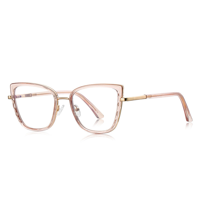 Metal Bridge Square Blue Light Blocking Glasses in Blush Pink