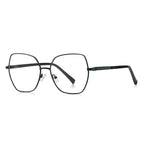 LENSVA Chevron Band Metal Butterfly Spring Hinge Glasses in Matte Black & Emerald