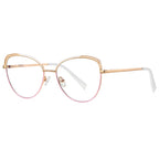 Beaded Brow Cat Eye Spring Hinge Blue Light Blocking Glasses in Blush Pink with Rose Gold Frame