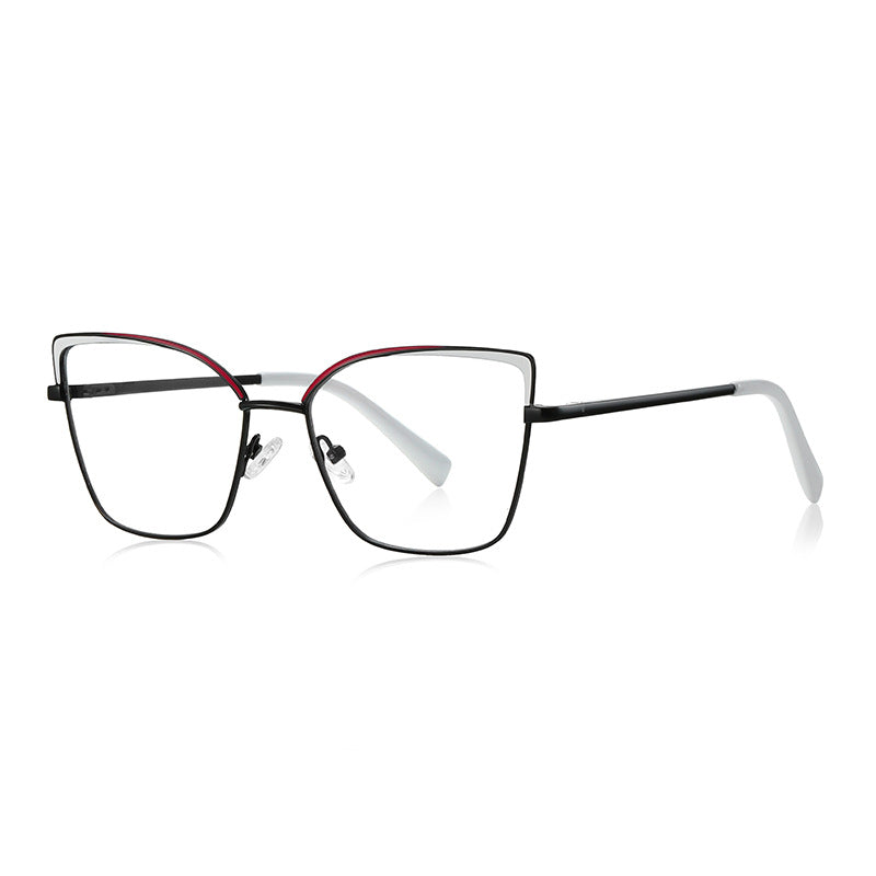 Enamel Brow Butterfly Blue Light Blocking Glasses in Matte Black & White-Red Enamel