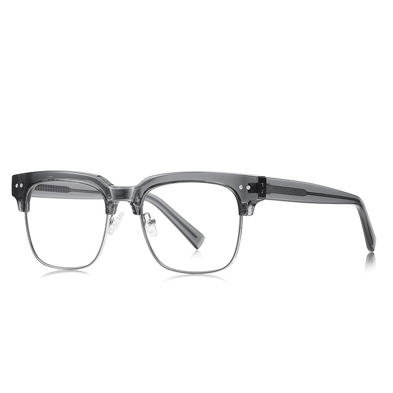 Vintage Browline Blue Light Blocking Glasses in Smoke Grey & Silver
