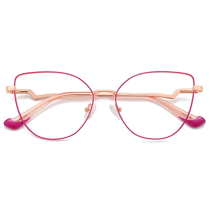 Zigzag Cat Eye Blue Light Blocking Glasses in Fuchsia Magenta