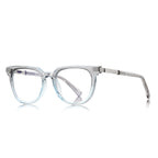 Fluted Hinge Square Blue Light Blocking Glasses in Translucent Smoke Crystal & Silver
