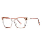 Greek Key Square Blue Light Blocking Glasses in Dusty Rose & Gold