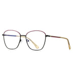 Two-Tone Brow Butterfly Spring Hinge Blue Light Blocking Glasses in Burgundy Wine with Black Frame