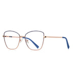 Enamel Wire Butterfly Blue Light Blocking Glasses in Rose Gold & Navy Blue Enamel