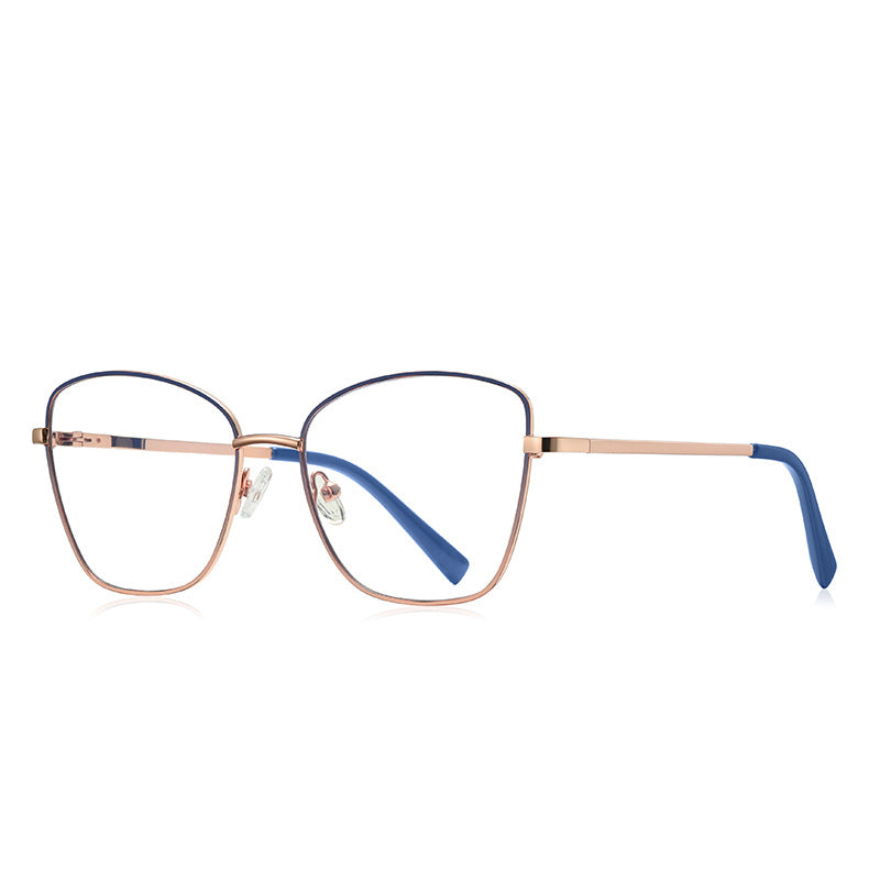 Enamel Wire Butterfly Blue Light Blocking Glasses in Rose Gold & Navy Blue Enamel