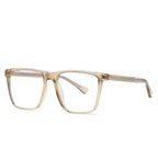 Dual Rivet Wire Core Square Blue Light Blocking Glasses in Champagne Tan