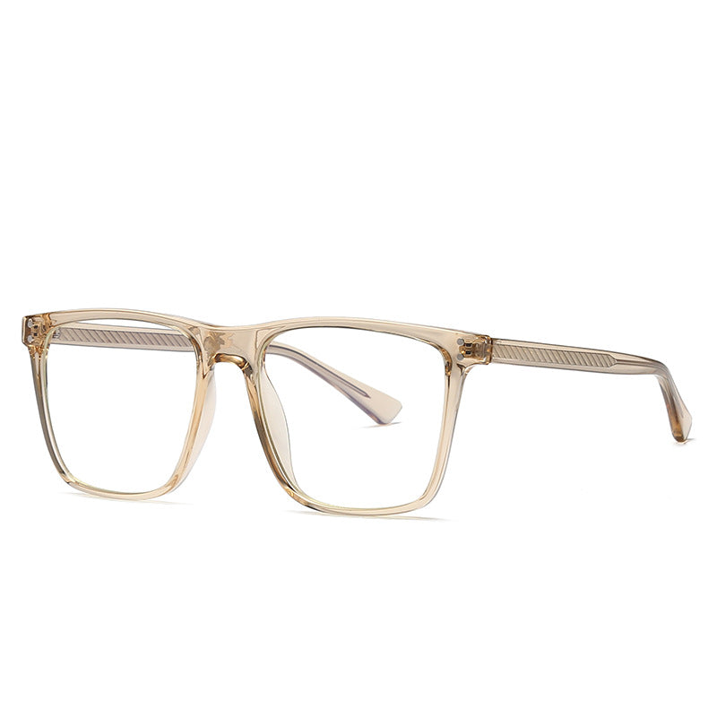 Dual Rivet Wire Core Square Blue Light Blocking Glasses in Champagne Tan