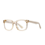Dual Rivet Keyhole Square Blue Light Blocking Glasses in Champagne Tan