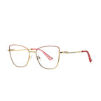 Banded Hinge Metal Butterfly Spring Hinge Blue Light Blocking Glasses in Polished Gold with Coral Pink Browline and Rose Tips