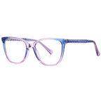 Chain-Link Temple Cat Eye Blue Light Blocking Glasses in Blue & Purple Gradient