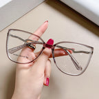 Lightning Cat Eye Blue Light Blocking Glasses in Translucent Mauve Pink with Lightning Temples