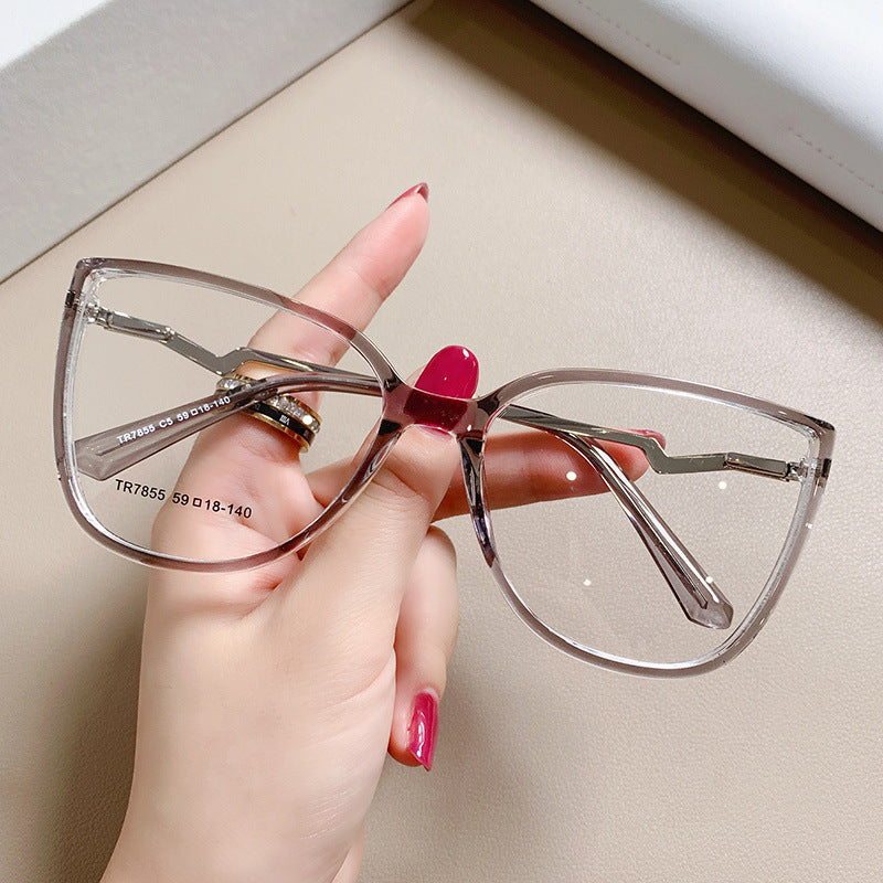 Lightning Cat Eye Blue Light Blocking Glasses in Translucent Mauve Pink with Lightning Temples