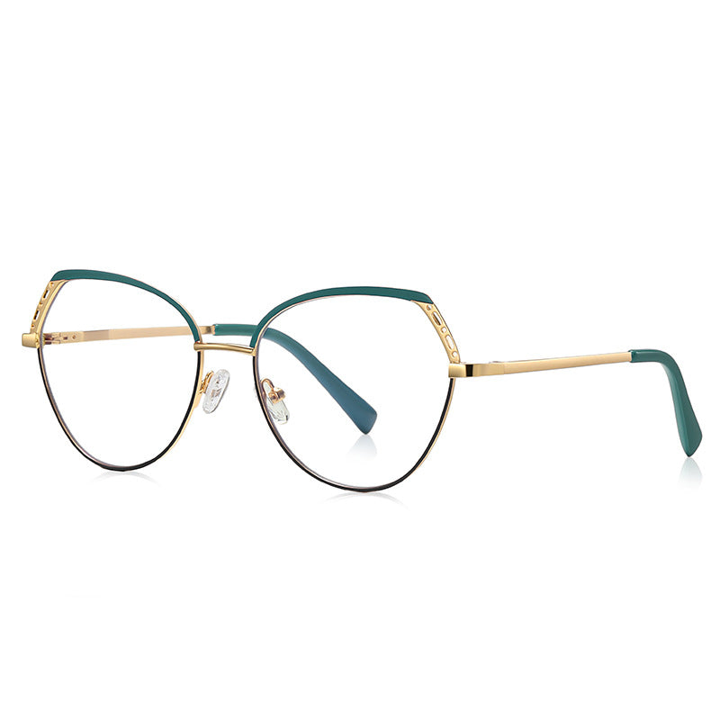Lace Wing Butterfly Blue Light Blocking Glasses in Gold with Plum Purple Brow & Lavender Rim