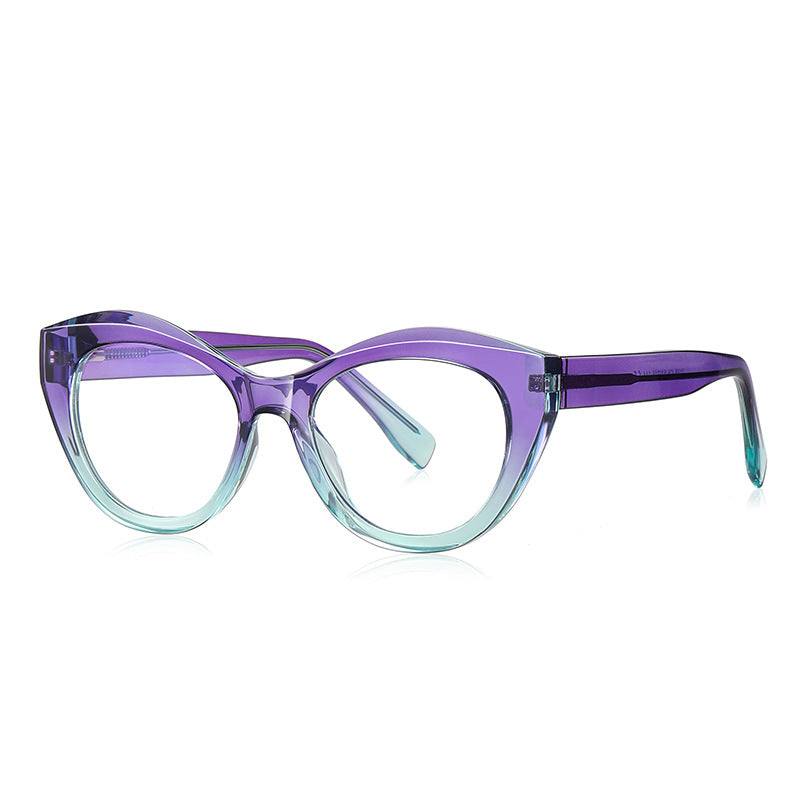 Wave Cat Eye Blue Light Blocking Glasses in Gradient Teal Green