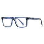 LENSVA Ribbed Band Flat Top Blue Light Glasses in Ocean Blue