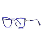 Pavé Corner Cat Eye Blue Light Blocking Glasses in Glossy Solid Black with Gold Bridge & Pavé Corners