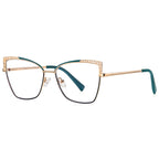 Filigree Wing Butterfly Blue Light Blocking Glasses in Gold with Emerald Green Brow