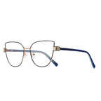 Diamond-Cut Hinge Cat Eye Blue Light Blocking Glasses in Coffee Bronze with Gold Hardware