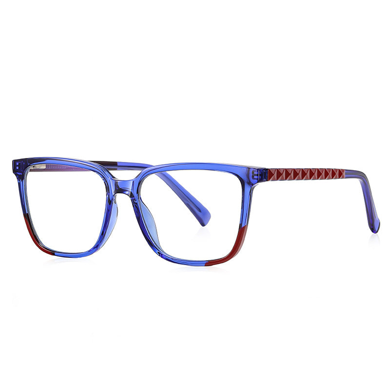 Colorblock Pyramid Stud Square Blue Light Blocking Glasses in Cobalt Blue & Red