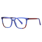 Colorblock Pyramid Stud Square Blue Light Blocking Glasses in Cobalt Blue & Red