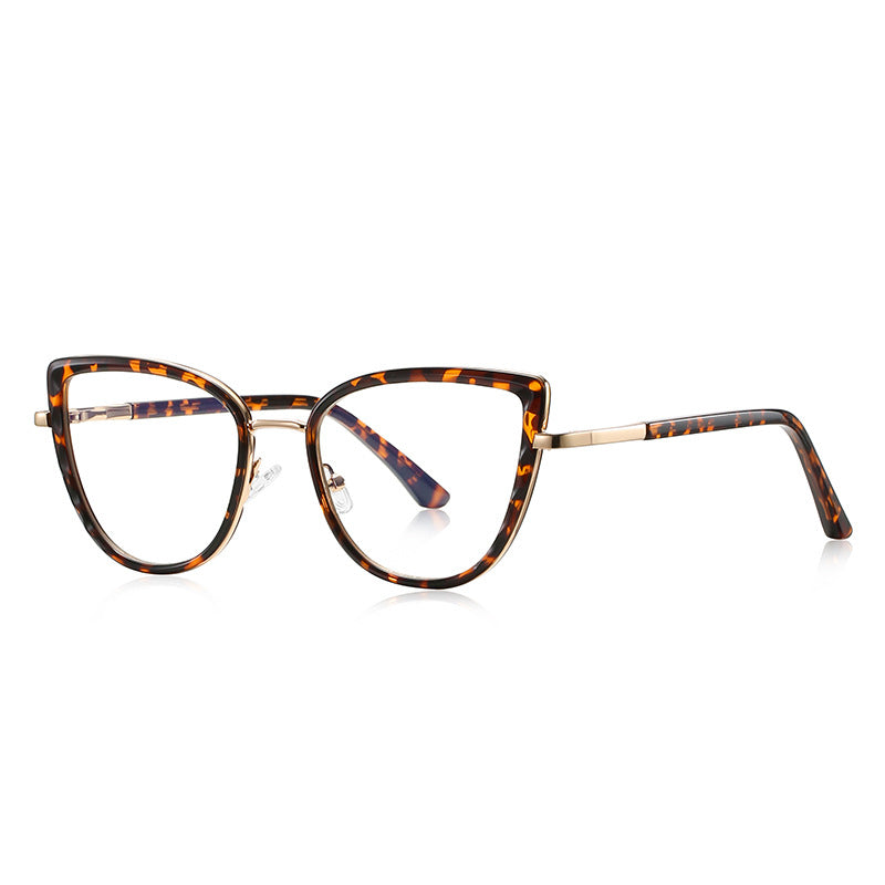 Metal Bridge Cat Eye Blue Light Blocking Glasses in Amber Tortoiseshell