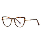 Metal Bridge Cat Eye Blue Light Blocking Glasses in Amber Tortoiseshell