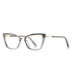 Winged Metal Bridge Cat Eye Blue Light Blocking Glasses in Translucent Smoke Grey