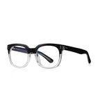 Dual Rivet Keyhole Square Blue Light Blocking Glasses in Black & Clear Two-Tone