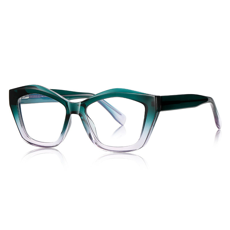 Sculpted Wave Cat Eye Blue Light Blocking Glasses in Emerald Teal Gradient
