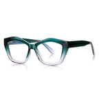 Sculpted Wave Cat Eye Blue Light Blocking Glasses in Emerald Teal Gradient