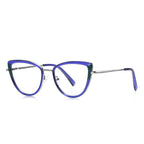 Wingtip Inset Cat Eye Blue Light Blocking Glasses in Violet & Emerald Green